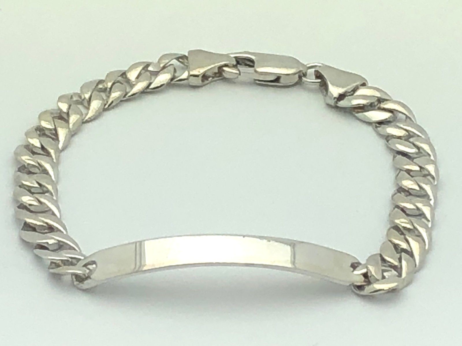 14k White Gold Child Baby Boy Kid Flat ID Cuban Bracelet 6" 7.3 grams