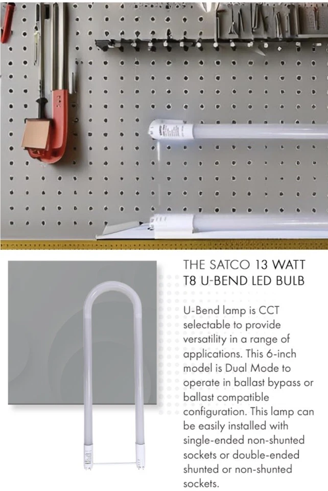12 PK Satco S18410 - 6” LED U-Bend Lamps 13W T8 50000Hrs Med Bi Pin Base TypeAB - Image 2 of 4