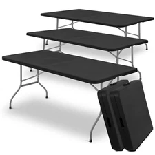5 Pack Black [6 FT FOLDABLE DINING TABLE] Portable Outdoor Picnic Desk w/Handle