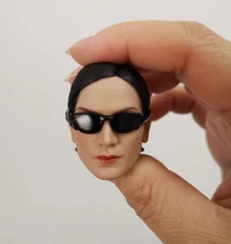 1/6 Trinity Female Head Carrie-Anne Moss W/ Glasses for 12" PHICEN Figure Body