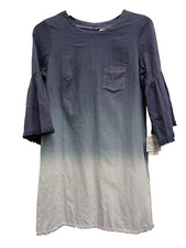 Violet Weekend Womens Shift Dress Medium Ivory Midnight Ombre Bell Sleeve BOHO