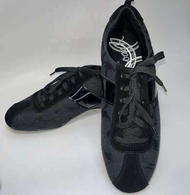 Coach Women's Black Hadley Suede Monogram Trainers - Main Image