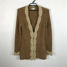 Sleeping on Snow Cardigan Duster Size M Acrylic Wool Mohair Brown Beige Womens