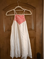 Boho Embroidered Halter Mini Dress  Size M