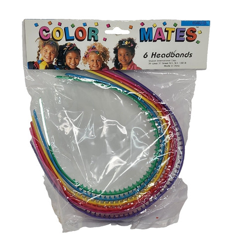VINTAGE 1980's SHALOM COLOR MATES PACKAGE OF 6 HEADBANDS HAIR ACCESSORIES NEW