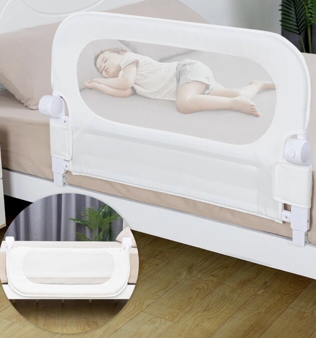 Y- STOP Bed Rail for Toddlers Convertible Bed Rails for Crib White NEW 33x25