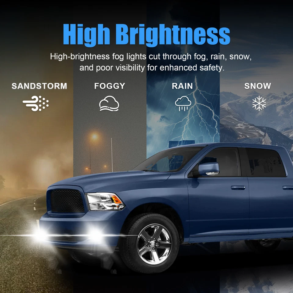 Luces antiniebla LED para camioneta Dodge Ram 1500 2500 3500 2009-2018 luces de parachoques Foto 4 de 4
