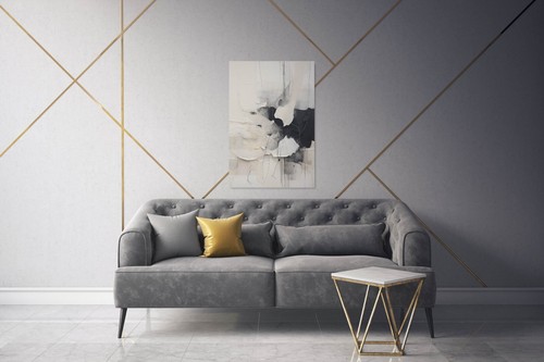 24x36 Abstract Painting Black and White Canvas - Picture 3 of 10