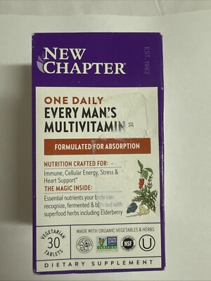 New Chapter One Every Man's Multivitamin Dietary Supplement 30 Veggie Tabs 3/26