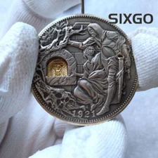 Movable Mechanism Coin Holy Grail with Removable Sword Hobo Art