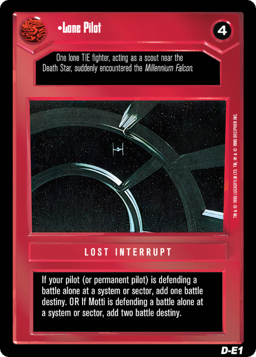 Star Wars CCG Limited Premiere BB M/NM Lone Pilot