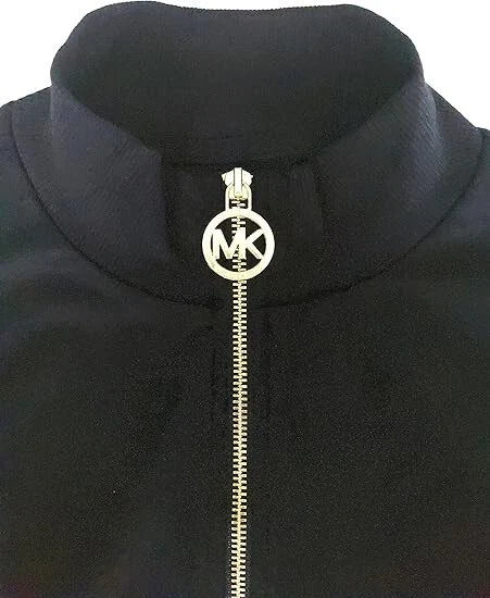 Abito felpa donna Michael Kors nero oro MK logo cerniera taglia XS $110