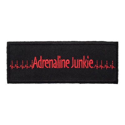 Adrenaline Junkie Red & Black Patch, Biker Name Patches