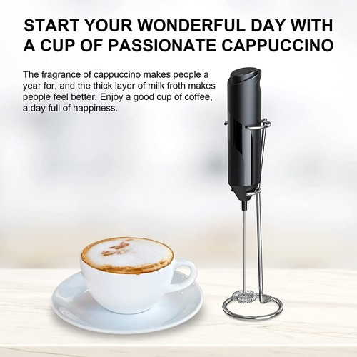 Electric Milk Frother Handheld with Stainless Steel Stand, Cappuccino F - Picture 3 of 6
