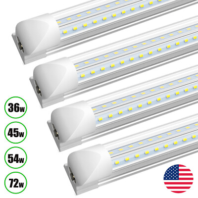 T8 4FT 5FT 6FT 8FT LED Tube Lights 36W~72W V Shaped Linkable Shop Light Fixtures