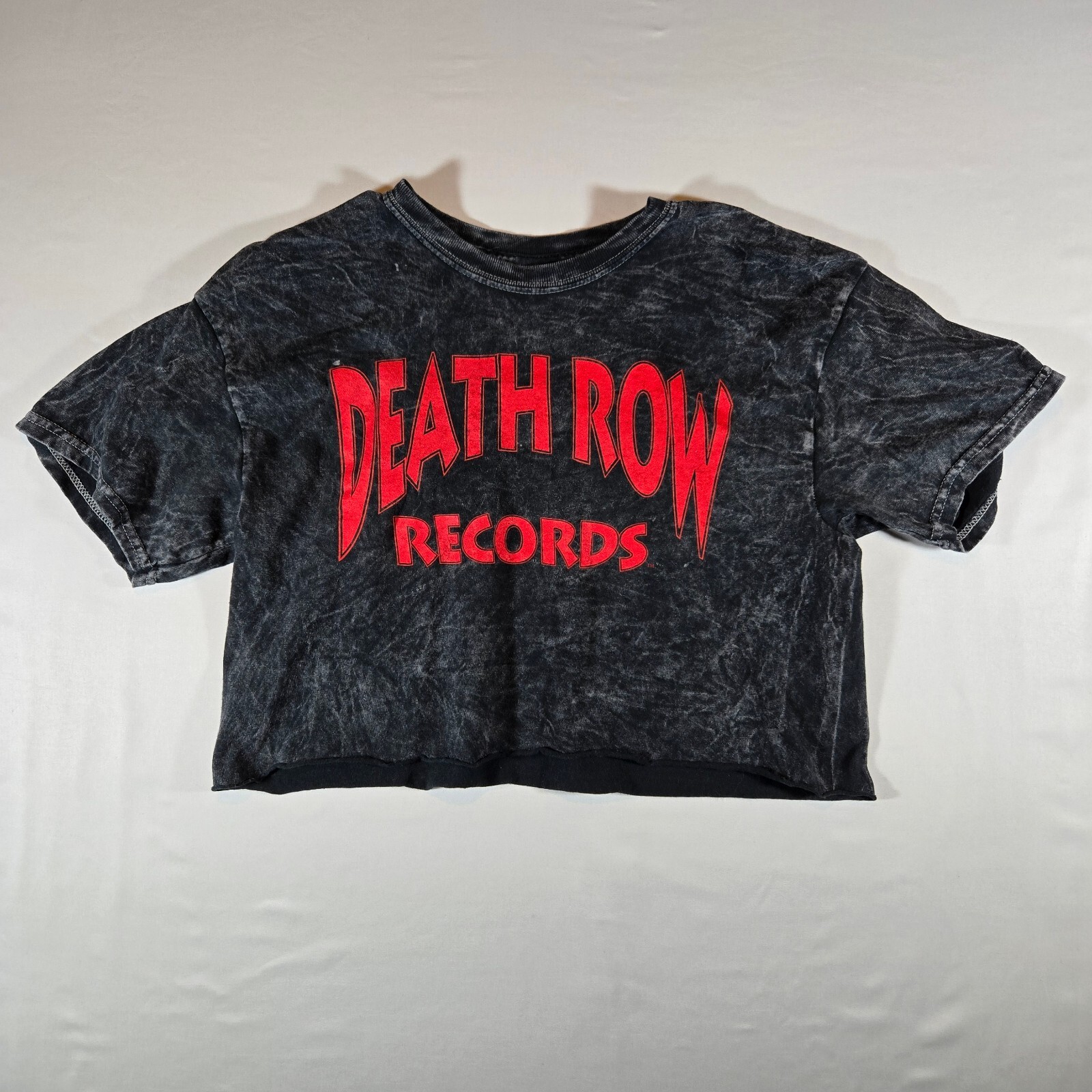 FILA T shirt crop top Death Row Records minerale lavato nero rosso hip hop rap anni 90