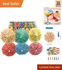 144 Assorted Cocktail Umbrella Picks - Eco-Friendly 4 Inch Drink Accessories