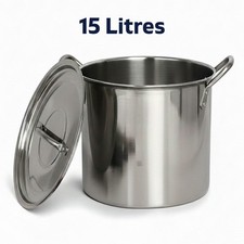 Deep Stainless Steel Stock Cooking Pot With Lid Brew Boiling Cater Stew Soup Pot