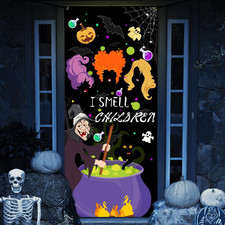 Halloween Door Decorations Door Cover, Large Fabric Halloween Party Decorations