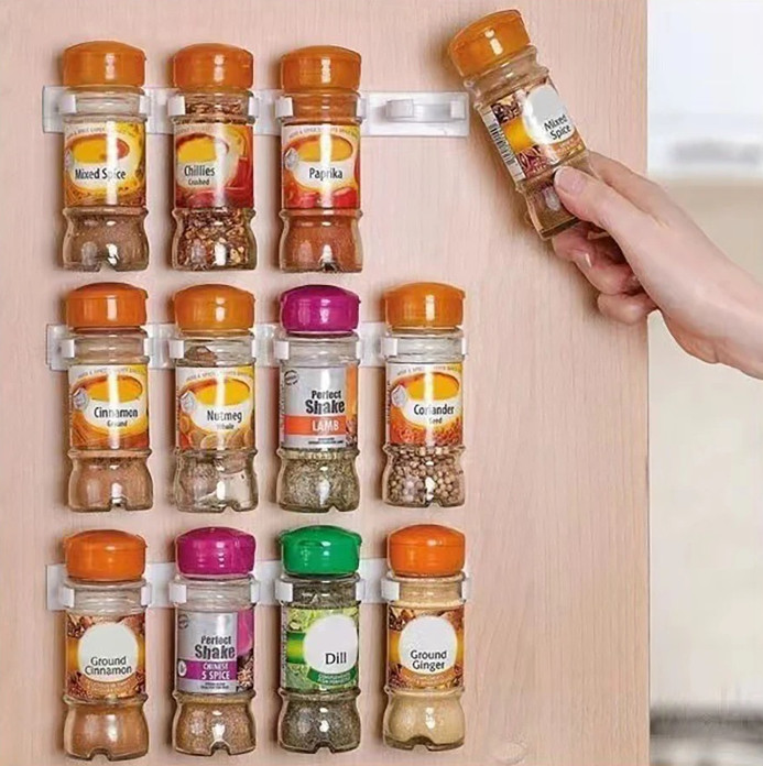 3 pcs Wall Mounted White Spice Rack Set – Minimalist Kitchen Organizer