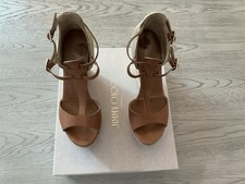 JIMMY CHOO sandalo pelle zeppa plateau sughero glitter oro misura:39