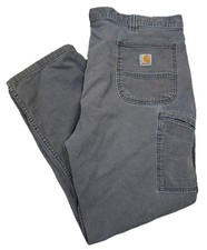 Carhartt Carpenter Workwear Gray Relaxed Fit Pants Men  s Size 42x30 Stains Shown