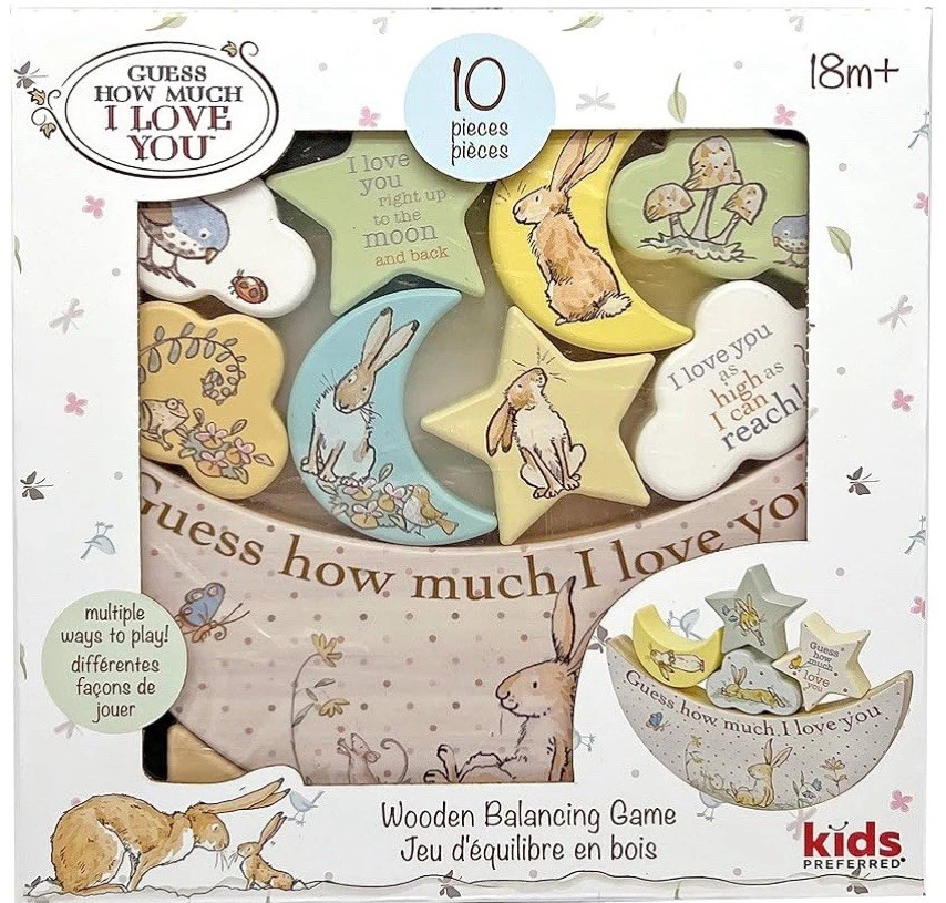 Wooden Balancing Game Blocks Stacker Toy Guess How Much I Love You Montessori - Image 2 of 4