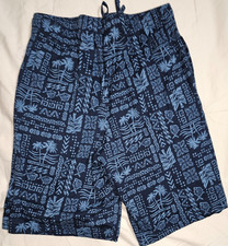 Men's Sonoma Blue Geo Palm Fish Soft Knit Pajama Lounge Sleep Shorts Size 2XL