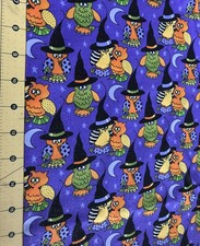 2014 Glitter Owls on Purple Halloween 100 cotton fabric sold by the yards 2214
