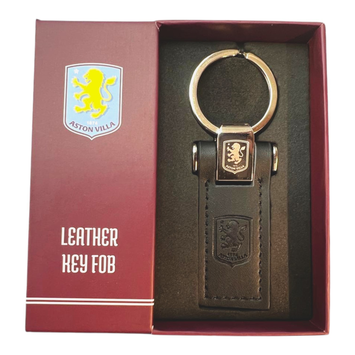 Aston Villa FC Leather Fob Keychain Keyring Gift Fan Official Licensed