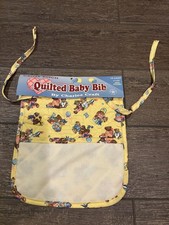 Charles Craft Quilted Baby Bib Cross Stitch 14ct Aida Teddy Bear Made in USA