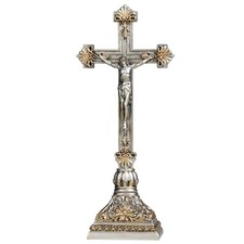 Crucifix Stand, 12.5 Inches Standing Crucifix Catholic Table Altar Decor, Han.