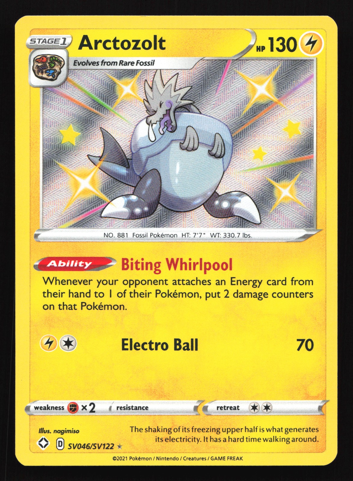 Arctozolt SV046/SV122 Shining Fates: Shiny Vault Shiny Holo Rare Pokemon Card