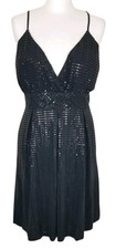 New Black Sequin Strap Dress 12 Party Evening Blue Vanilla