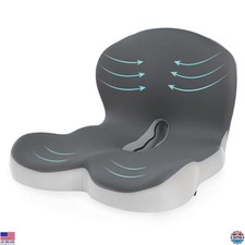 Ultimate Truck Seat Cushion - Memory Foam Comfort  Lumbar Support - Light Grey