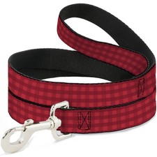 Dog Leash 6-FEET Christmas Pajama Plaid Reds