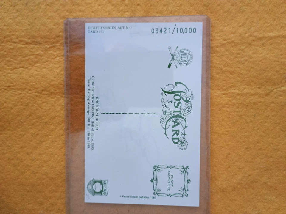 Enos Slaughter Signed Perez Steele card - Image 2 of 3