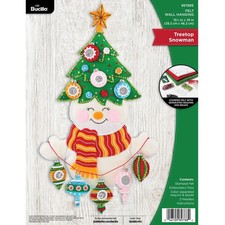 Bucilla Felt Wall Hanging Applique Kit Treetop Snowman 89788E