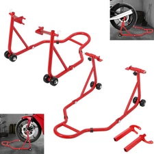 850LB Motorcycle Stand Front & Rear Wheel Lift Swingarm Paddock Stand, U+L Red