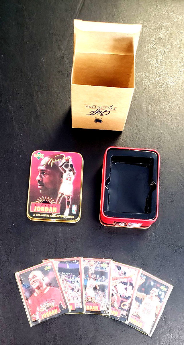 1996 Upper Deck Metal Michael Jordan - Five Card Set In Tin. Cards Unopened