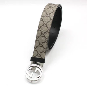 Ceinture réversible Gucci GG Supreme argent boucle imbriquée 85 115088923