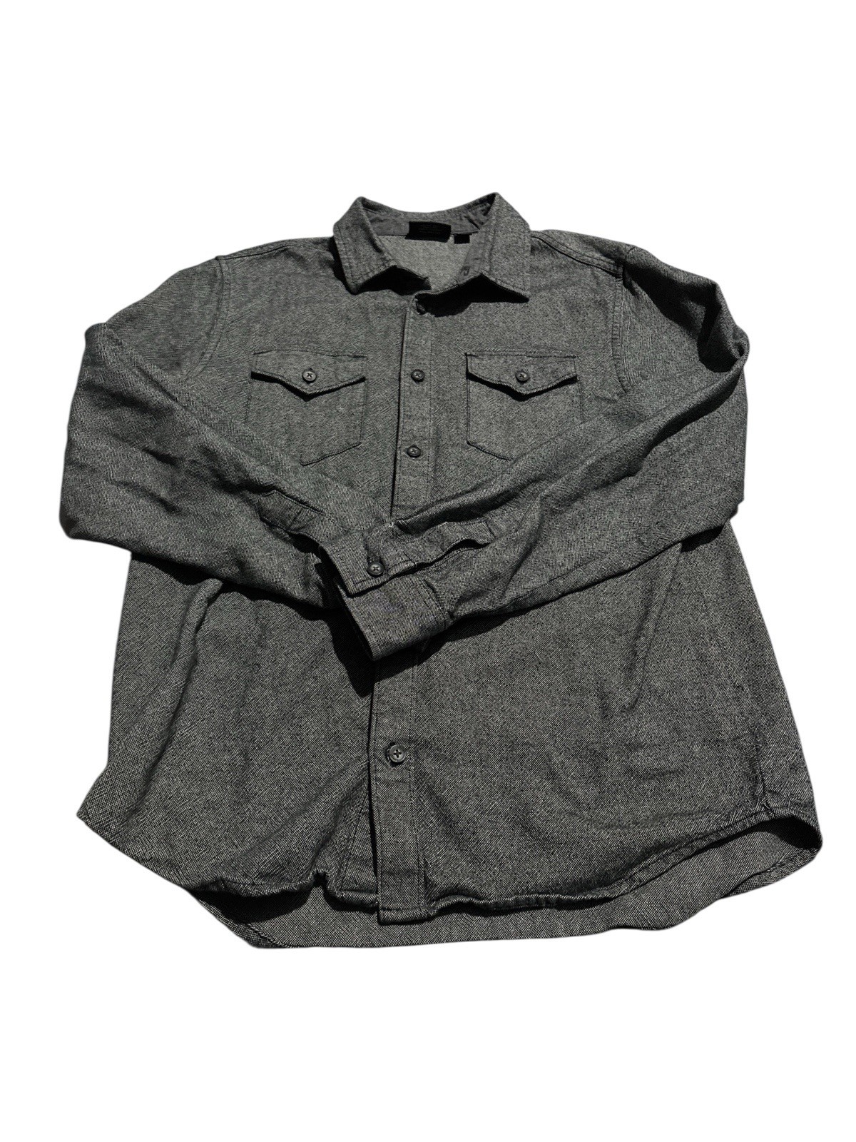 Vans Men Gray Solid Long Sleeve Button Down Shirt… - image 1