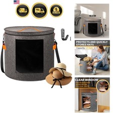 Oversized Hat Storage Box for Women Men 19" D x 17" H Cowboy Hat Boxes with...