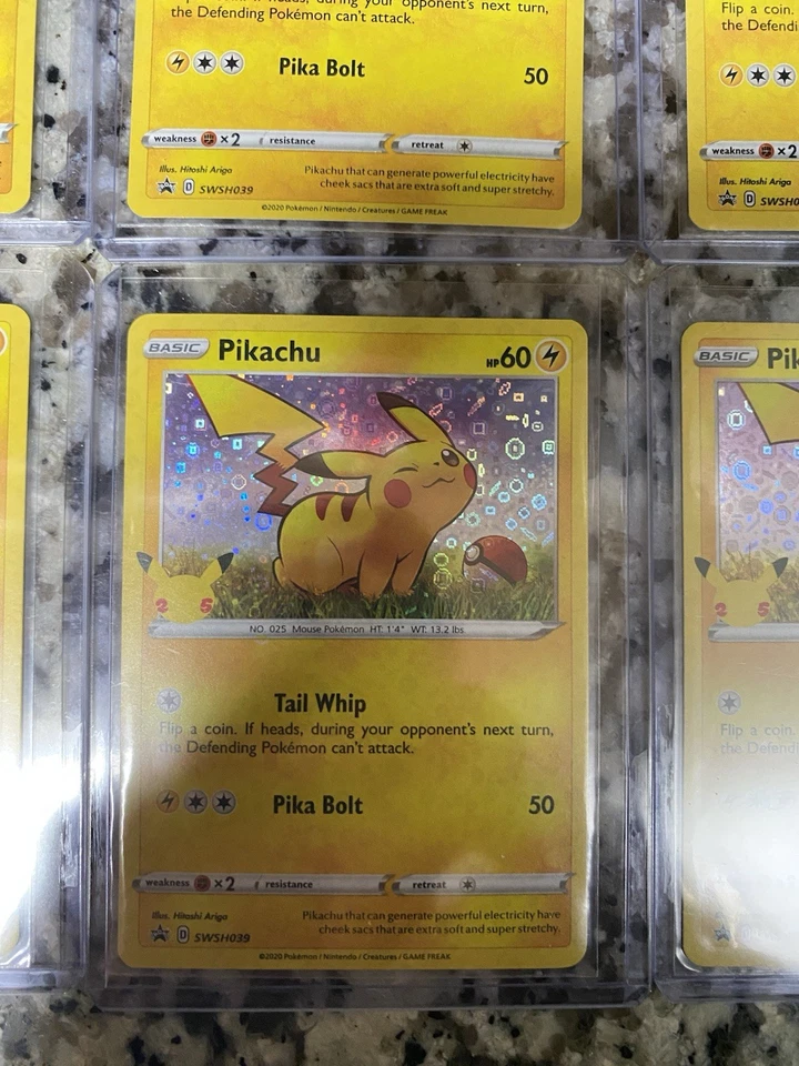 LOTE DE 6 2021 Pokemon 25 Aniversario General Mills Promo #SWSH039 Pikachu Holo Foto 3 de 4