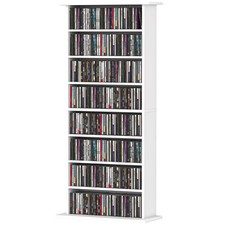 HOMCOM Mobile Porta CD con 6 Ripiani Regolabili per 360 CD/185 DVD Bianco