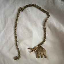Gold Tone Rope Chain Necklace Elephant Charm ...