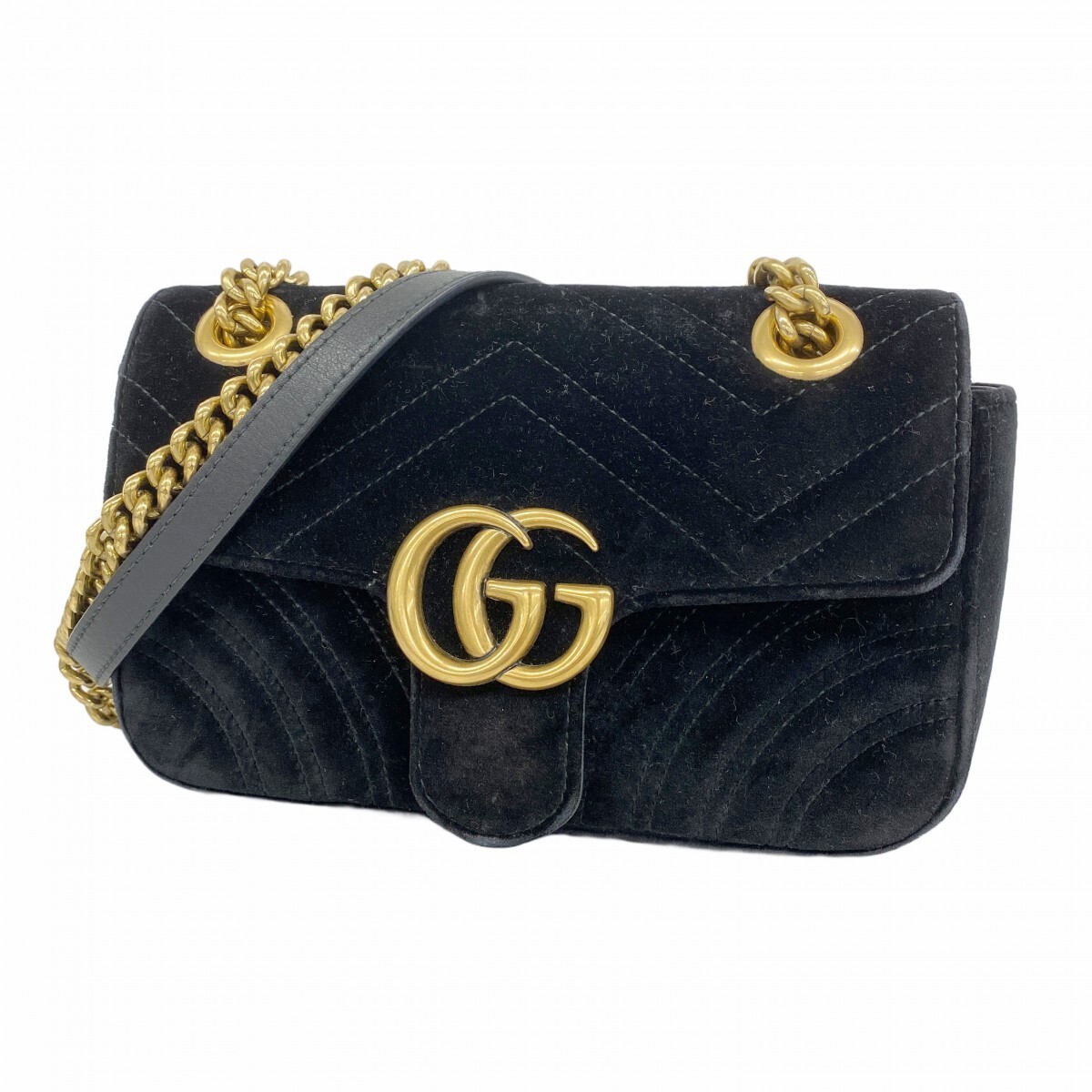 Gucci GG Marmont Velour Black Shoulder Bag 5GD5161-H Pre-Owned
