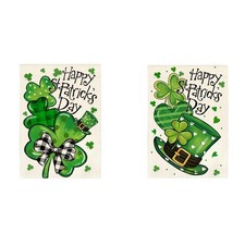 Happy St Patricks Day Garden Flag 12x18 Inch Double Sided Outside, Shamrock Lu