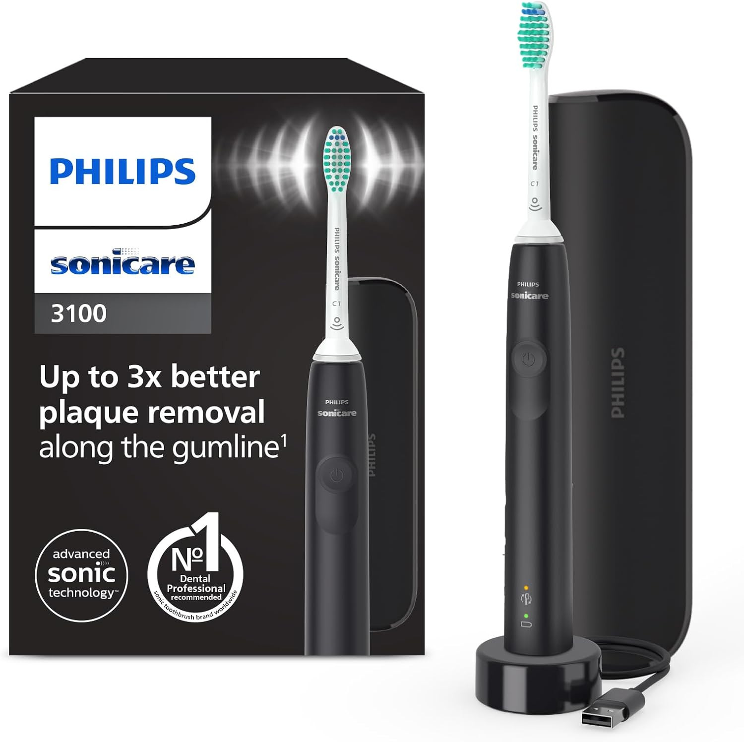 Philips Sonicare 3100 Spazzolino Elettrico Sonico + Custodia Viaggio