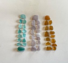 Genuine Beach Sea Glass Aqua Deep Lavender Golden Yellow Surf-tumbled Mendocino